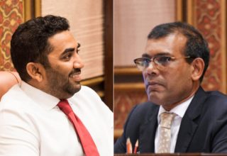 ހެލްތް މިނިސްޓަރު އަބްދުﷲ އަމީނާއި، ރައްޔިތުންގެ މަޖިލީހުގެ ރައީސް މުހައްމަދު ނަޝީދު