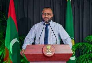 ކީރިތި ޤުރުއާން ކިޔެވުމުގެ 36ވަނަ ޤައުމީ މުބާރާތް ފެށުމުގެ ރަސްމިއްޔާތުގައި އިސްލާމިކް މިނިސްޓަރ ޝަހީމް ވާހަކަ ދައްކަވަނީ/ ފޮޓޯ: ރައީސް އޮފީސް