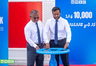 ހުޅުމާލޭގައި 10,000 ޓަނުގެ ފެން ރައްކައުކުރެވޭ ތާނގީއެއްގެ އަމަލީ މަސައްކަތް ނިންމައި، ތާނގީ ބޭނުންކުރަން ފެށުން/ ފޮޓޯ: އެމްޑަބްލިއުއެސްސީ