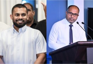 ކުރީގެ ކޮންޓްރޯލަރ ޖެނެރަލް ޝަމްއާން ވަހީދާއި، ހޯމް މިނިސްޓަރ އަލީ އިހުސާން/ ފޮޓޯ: ފައިލް