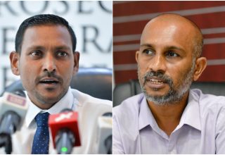 ޕްރޮސެކިއުޓަރ ޖެނެރަލް ހުސެއިން ޝަމީމާއި، އިންފޮމޭޝަން ކޮމިޝަނަރު އާހިދު ރަޝީދު/ ފޮޓޯ: މިހާރު