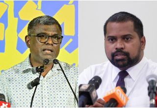 އެމްޑީޕީގެ ޑެޕިއުޓީ ޗެއާޕާސަން އިބްރާހިމް ވަހީދު (އިބުރޭ) އާއި ލީގަލް ޑިރެކްޓަރ އަހުމަދު މައުރޫފް/ ފޮޓޯ: އެމްޑީޕީ