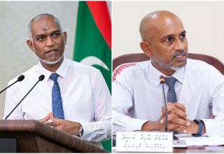 ރައީސް ޑރ. މުހައްމަދު މުއިއްޒުއާއި، އިންފޮމޭޝަން ކޮމިޝަނަރު އާހިދު ރަޝީދު/ ފޮޓޯ: ފައިލް