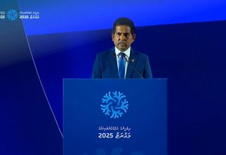 އުފެއްދުންތެރިކަމުގެ މައުރަޒުގެ އިނާމު ދިނުމުގެ ޖަލްސާގައި އިކޮނޮމިކް މިނސްޓަރު މުހައްމަދު ސައީދު ވާހަކަދައްވަނީ/ފޮޓޯ: މިނިސްޓްރީ އޮފް އިކޮނޮމިކް ޑިވެލޮޕްމެންޓް އެންޑް ޓްރޭޑް